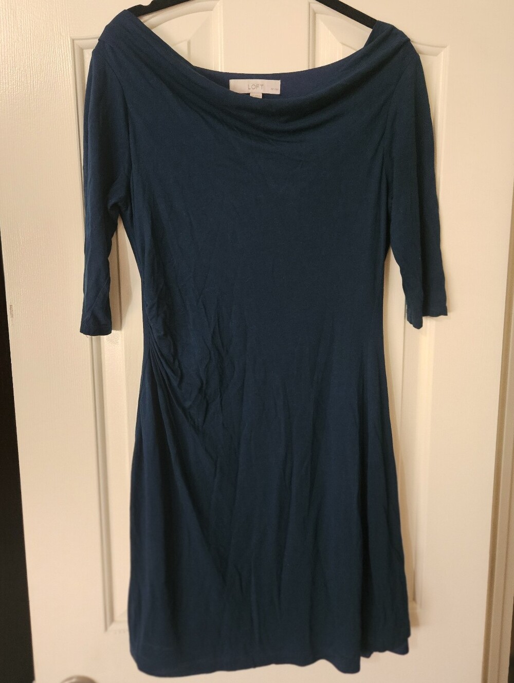 LOFT Navy Boatneck A-Line Women's Dress